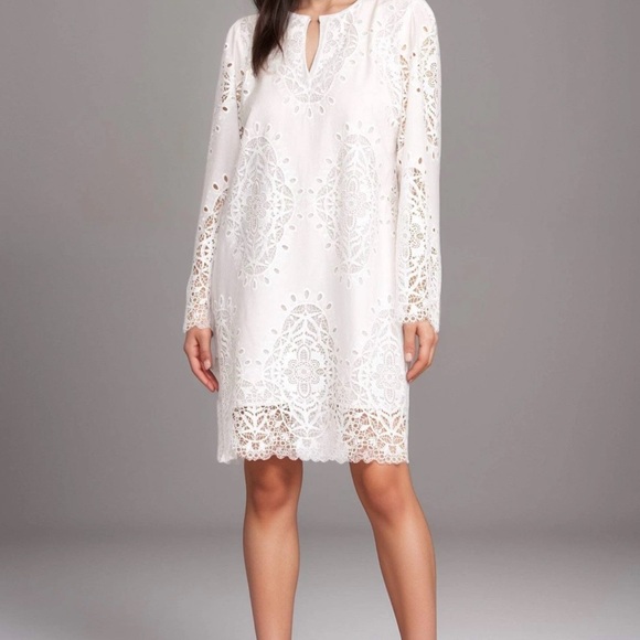 eyelet embroidered shift dress Entro Pine Eyelet Cotton Short Sleeve Mini Shift Dress main image 0